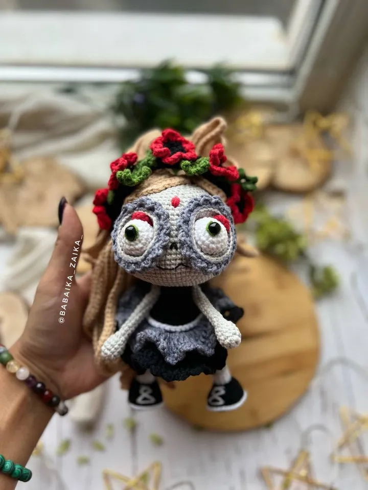 PDF Crochet Santa Muerte Pattern in Eng, Halloween Pattern, Crochet Monster, Doll Crochet Pattern, Skull Doll Santa Muerte patrón en español
