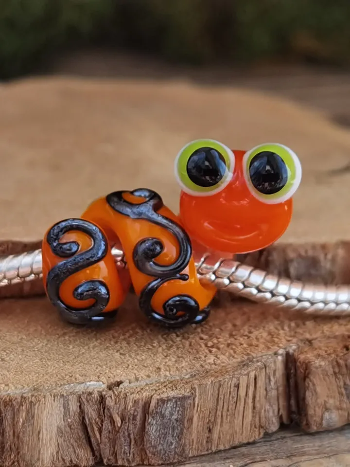 Snake beads Glass snake dread beads Large hole beads European beads European bracelet Snake Charm beads snake lampwork beads big hole bead