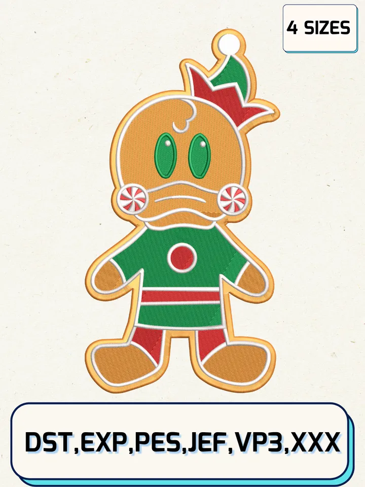 Disney Donald Duck Christmas Gingerbread Embroidery Design Files,Christmas Embroidery Designs,Machine Embroidery Files,4 Sizes