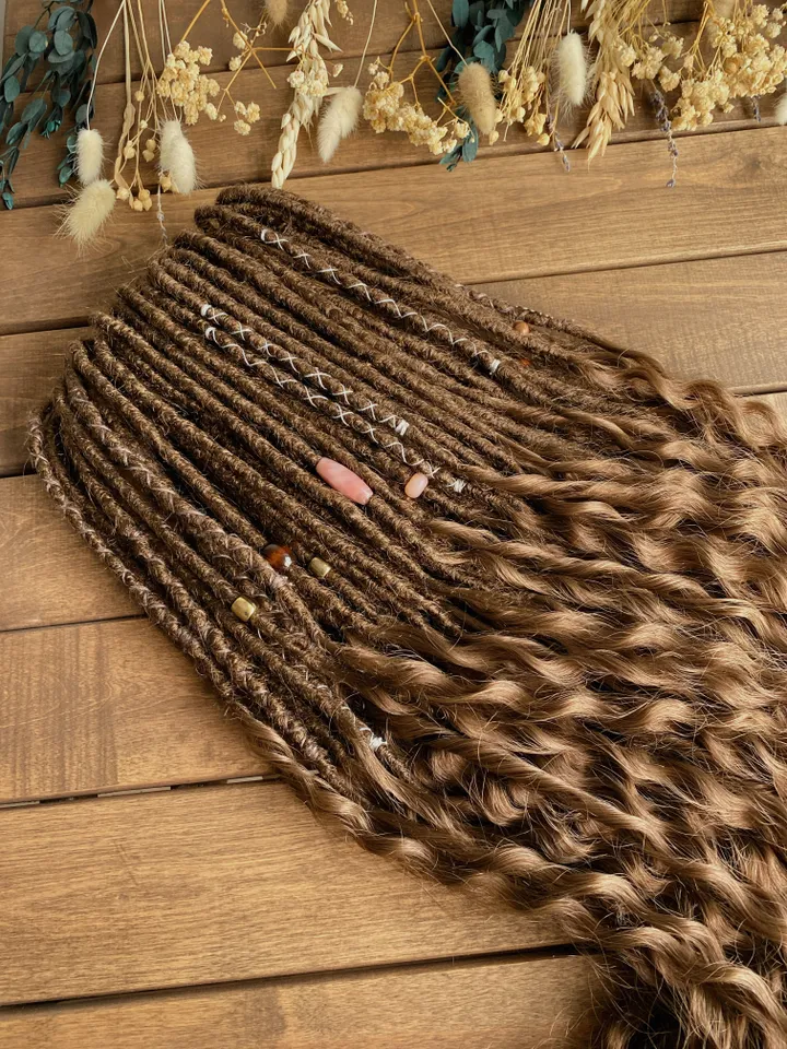 Brown synthetic crochet curly De dreadlocks Ready to Ship