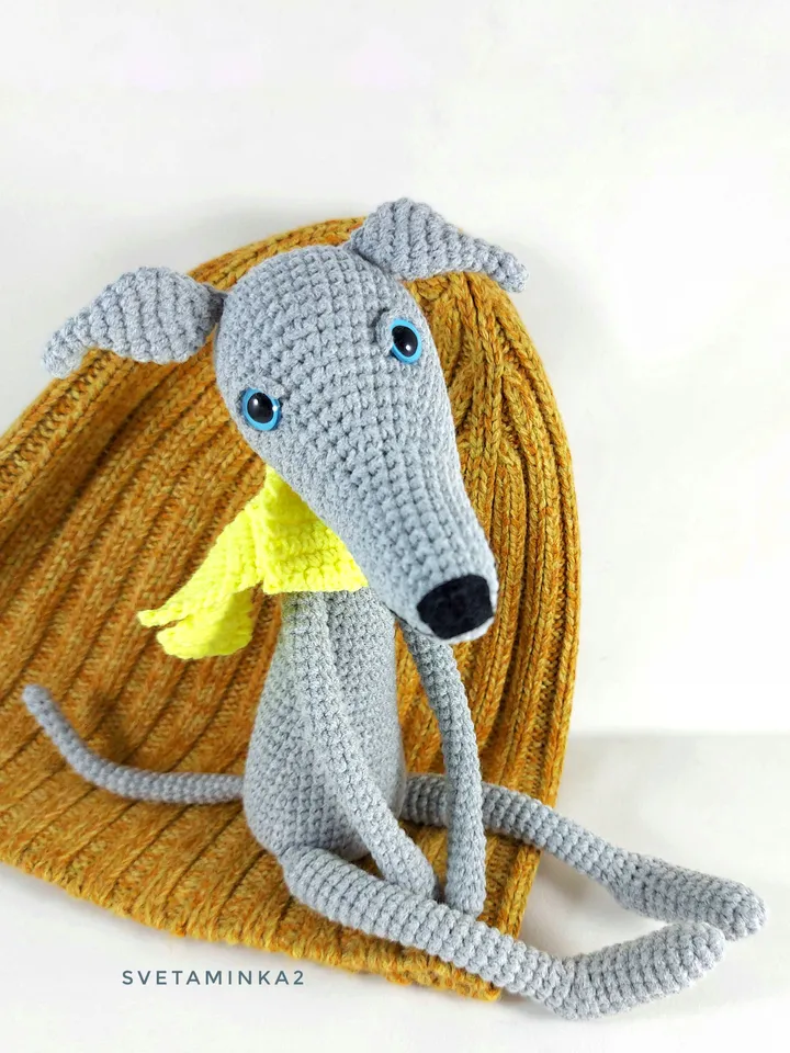 Greyhound Crochet Pattern. Greyhound Amigurumi Pattern. Whippet Crochet Dog. Digital Download. PDF.