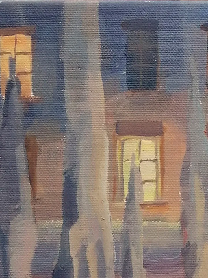Cityscape oil painting