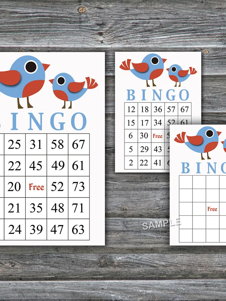 Bird themed bingo cards,Bird bingo game,Bird Printable bingo cards,60 Bingo Cards,INSTANT DOWNLOAD--356