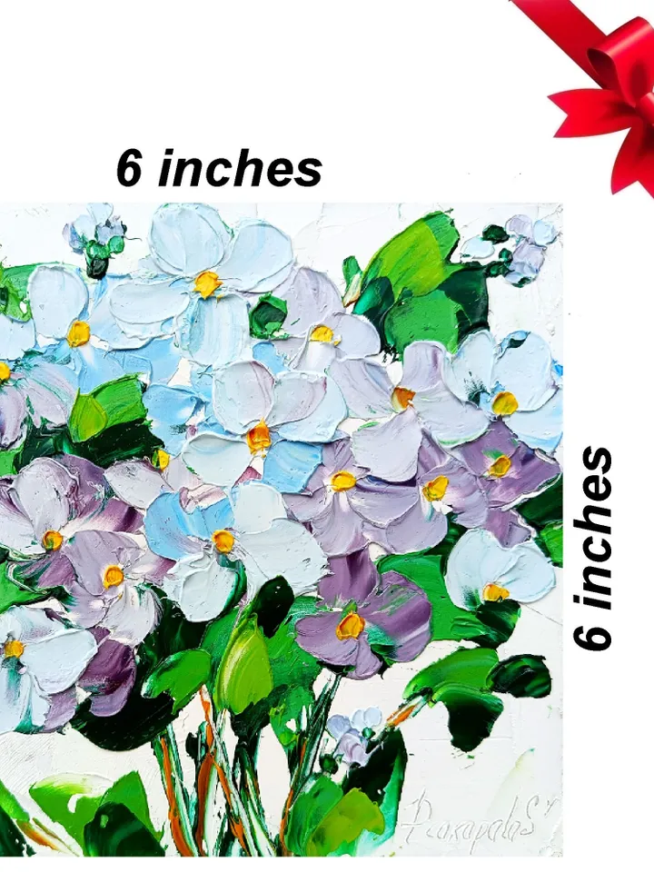 Forget-Me-Nots Oil Painting Floral Original Art Flowers Impasto Wall Art Spring Gifts For Her by ArtProkopaloSv