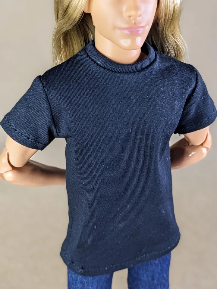 Black T-shirt for 12-inch fashion male dolls