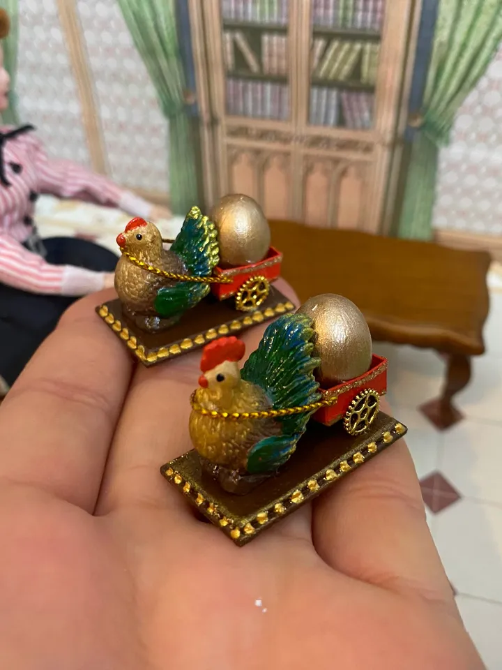 Easter miniature. Holiday chickens. Easter. 1:12.