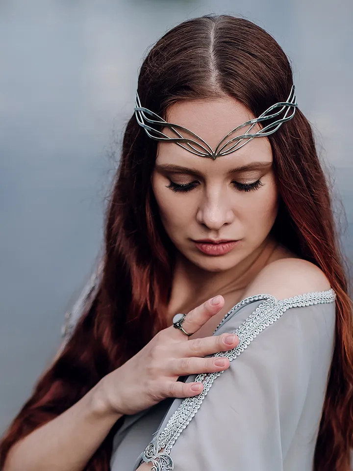 Sorceress diadem fantasy legends Tiara Elven Crown boho romantic Wedding Headpiece Celtic medieval elven Queen Nyneve