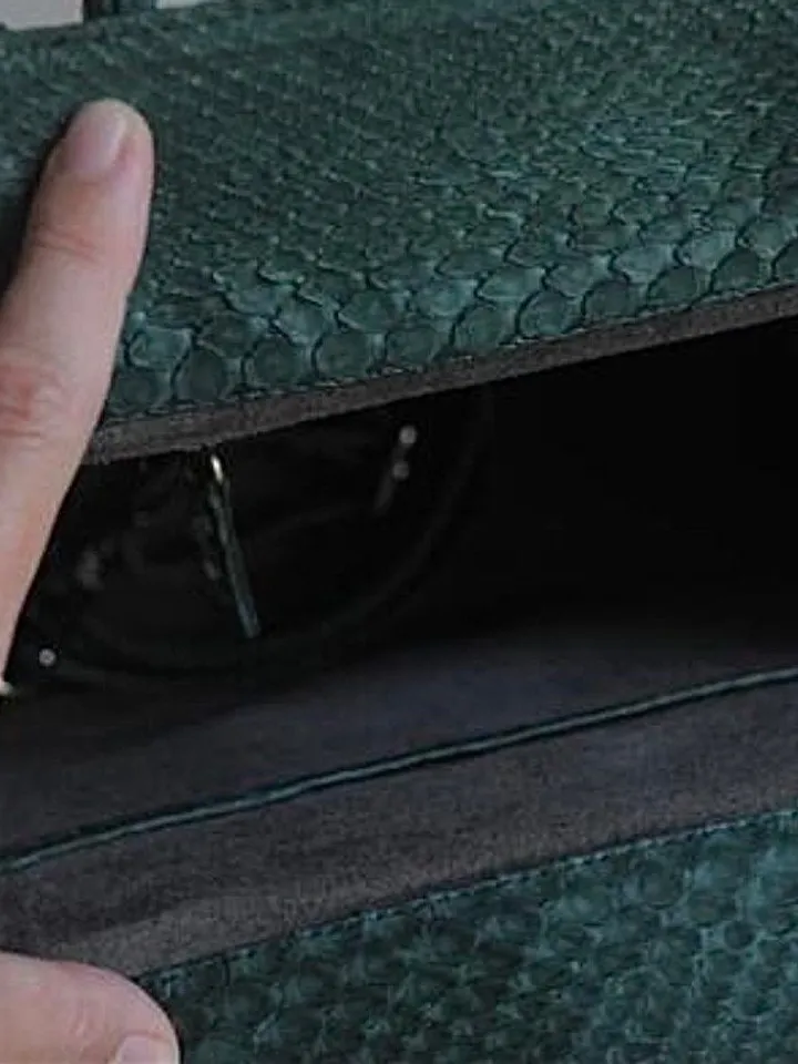 Top handle green classy MORA genuine python skin bag | exotic leather bags | Elegant everyday women purse | snakeskin bag| designer bag