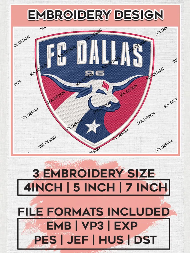 FC Dallas Logo Embroidery Designs, MLS Embroidery files, FC Dallas MLS Teams, FC Dallas Football, Digital Download