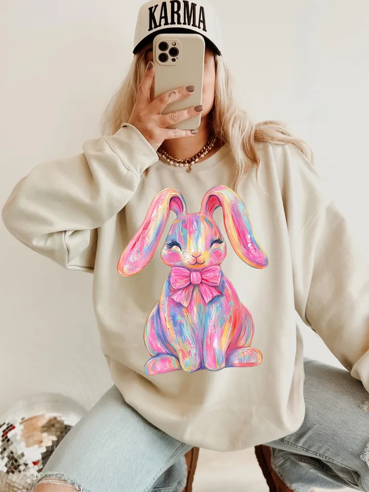 Brushstroke Bunny Easter Png, Bunny Coquette Bow Png, Pink Bunny Png, Brushstroke Coquette Easter Png, Girls Easter Png, Preppy Easter Png