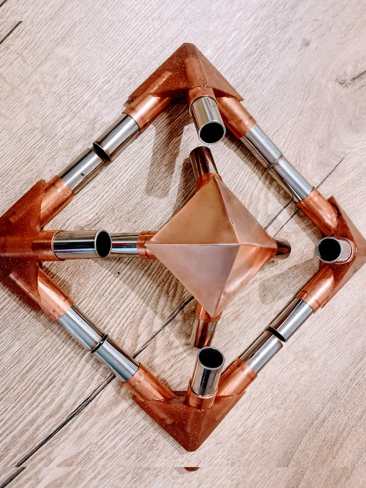 Set of copper connectors for the pyramid of healing and meditation For pipes with an outer diameter of 7/8 inch