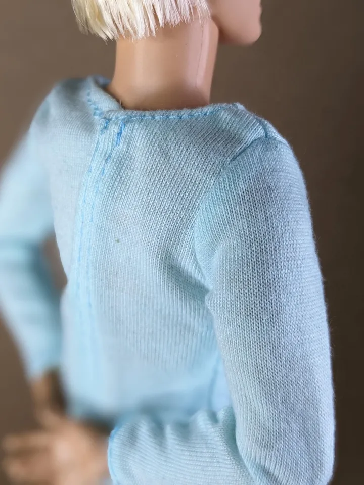 Blue printed long-sleeve T-shirt for 12-inch fashion male dolls