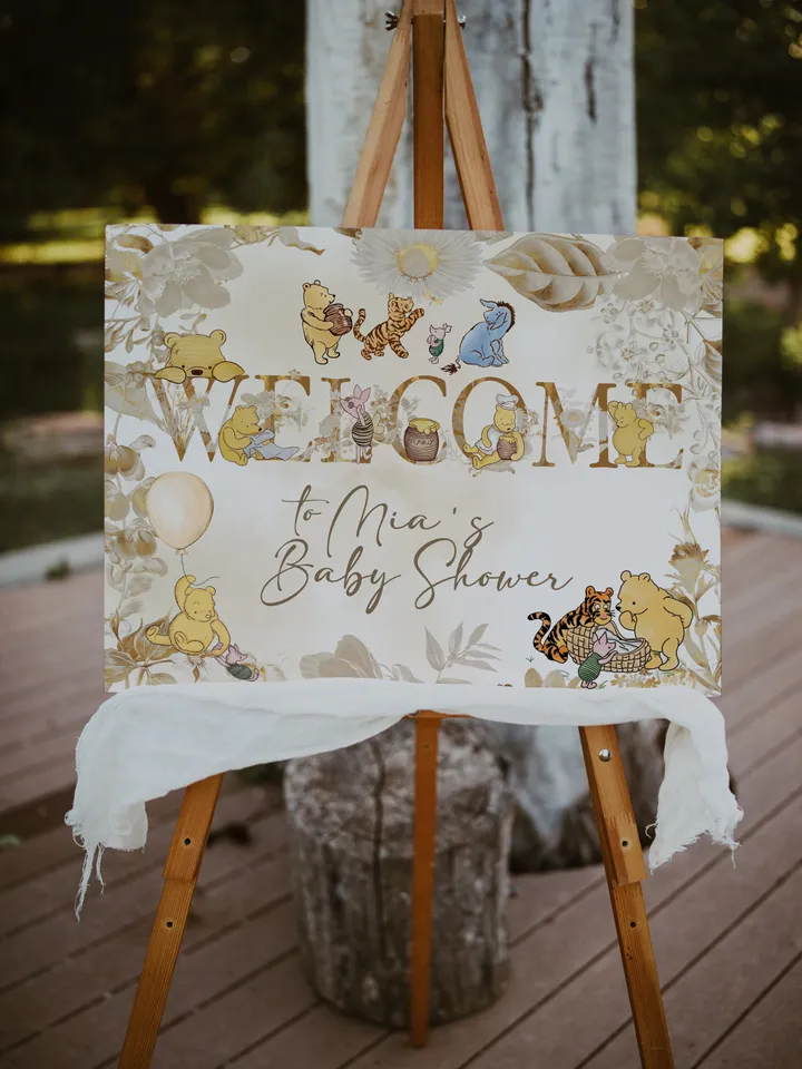 Welcome Banner Winnie the Pooh Baby Shower; Winnie Pooh  Baby Shower; Editable Welcome Banner; Baby Shower Decoration Winnie Pooh pooh1