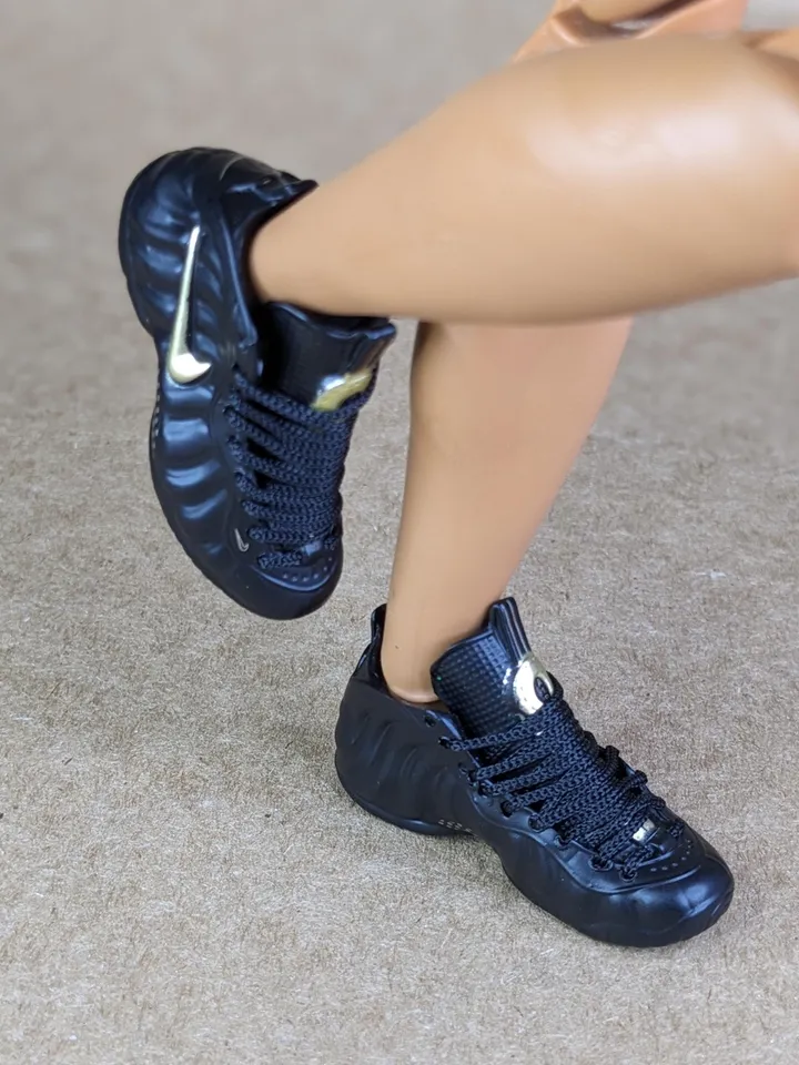 Premium black & gold sneakers for 12 inch male dolls
