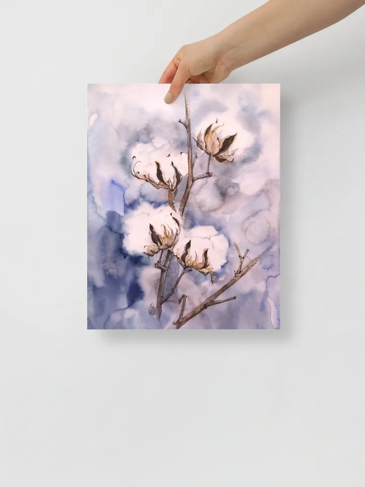 Cotton Watercolor Painting Set of 2 Flowers Original Painting Floral Art
