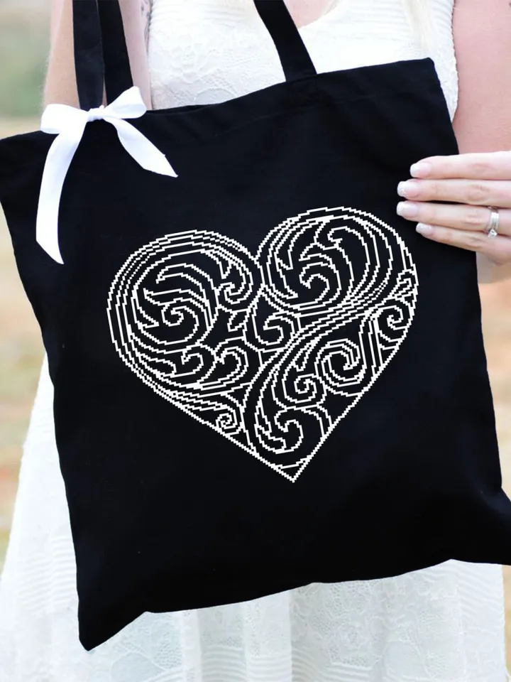 Heart mandala cross stitch pattern download PDF Simple mandala pattern digital Monochrome cross stitch chart Quick cross stitch sampler #M65