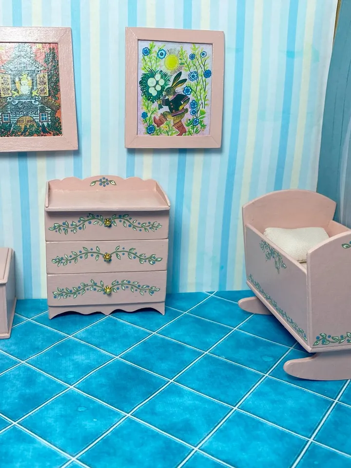 Doll furniture for a children's room. miniature dollhouse. 1:12.