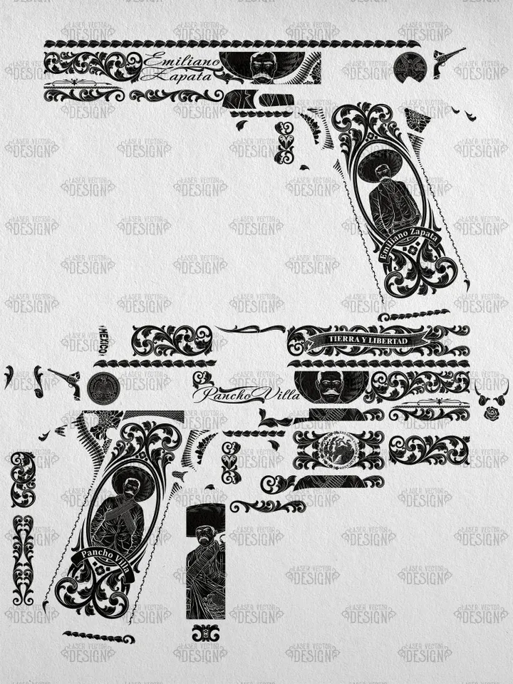 VECTOR DESIGN Rock Island Armory M 1911 A1-FS Emiliano Zapata and Pancho Villa