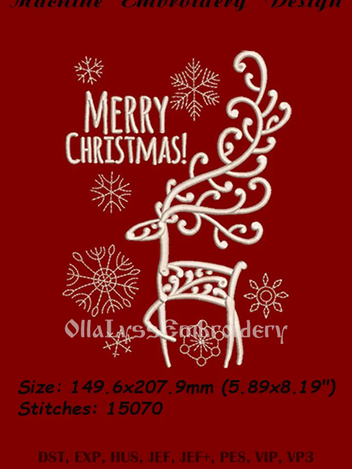 Christmas Deer machine embroidery design