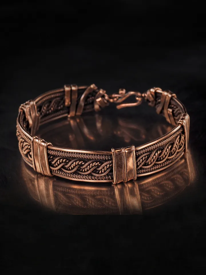 Woven copper wire bracelet Antique style handcrafted copper jewelry Unique gift