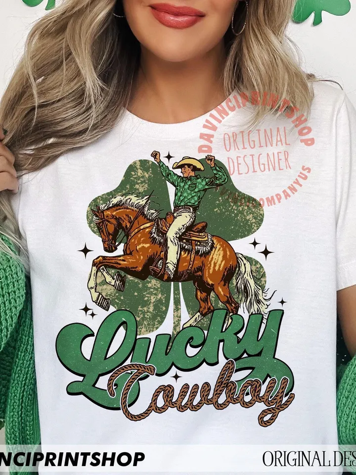 Western St Patrick’s Day png, Cowgirl Western png, Lucky Shamrock png, St Patrick’s png, Western png, Lucky Western png, Lucky png design