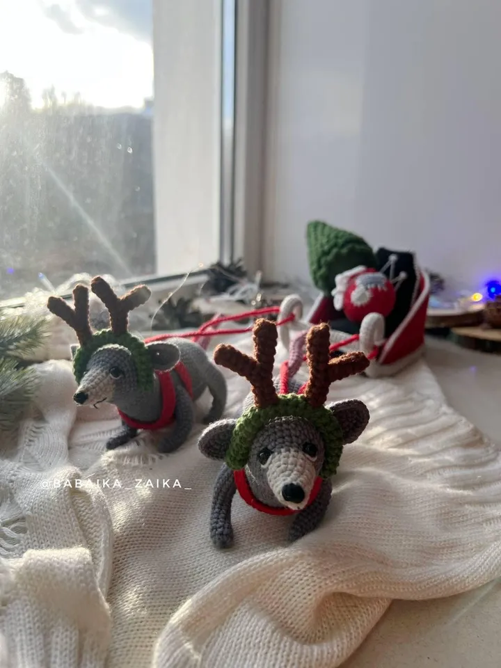 PDF Crochet Pattern SET Christmas Sleigh with Rats: Christmas sleigh, Amigurumi Rat, Christmas Tree, Amigurumi Sleigh, Christmas ornaments