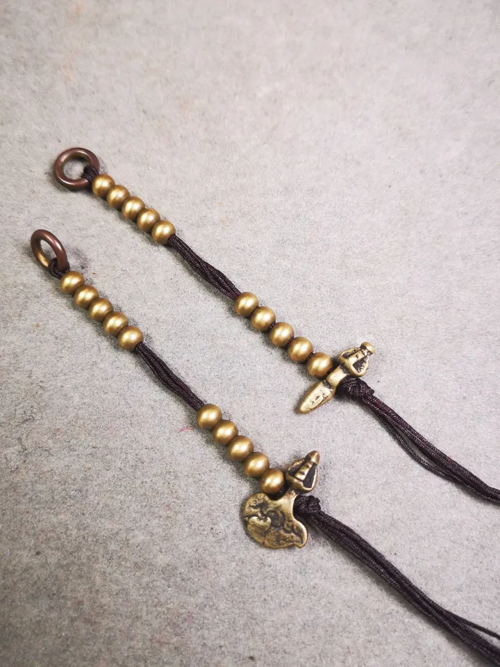 Gandhanra Handmade Tibetan Buddhist Mala Counters,Prayer Bead Counters,with Kartika and Kila Pendant,Made of Brass,Small Size 4mm