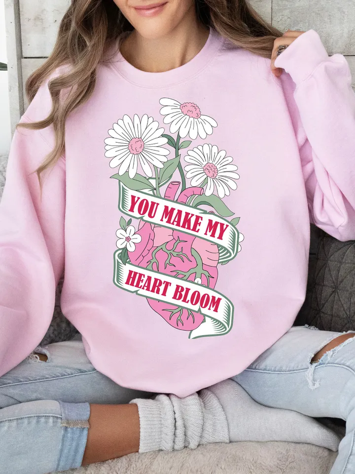 You Make My Heart Bloom, Cute Valentines Day Png, Retro Valentine's Day Png, Trendy Valentine’s Day, Vday shirt png,Groovy Valentines