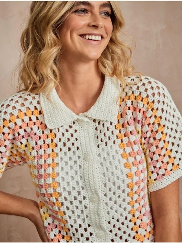 Crochet shirt pattern, shirt pattern, granny squares cardigan , easy crochet shirt pdf