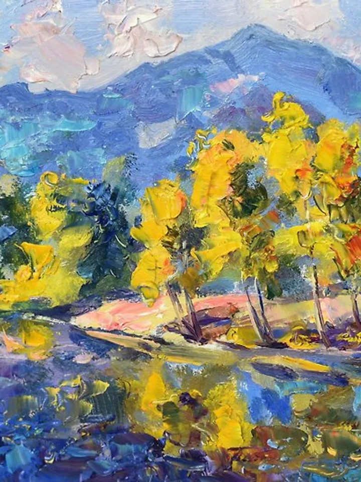 California Painting Mountains Landscape America Yosemite National Park Autumn