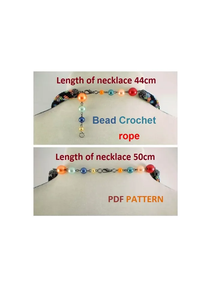 Bead crochet rope patterns for beading «Fun» necklace and bracelet,DIY,beaded necklace,bead crocheting,Instant Download,PDF pattern