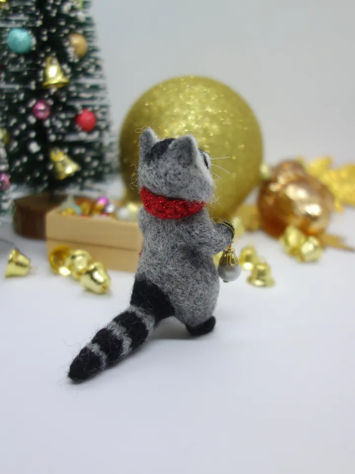 Freddy the raccoon, miniature needle felted animal, gift for Christmas, made to order