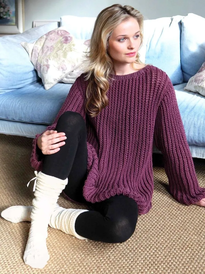 Sweater knitting patterns, women sweater, beginner pattern, pullover instant download