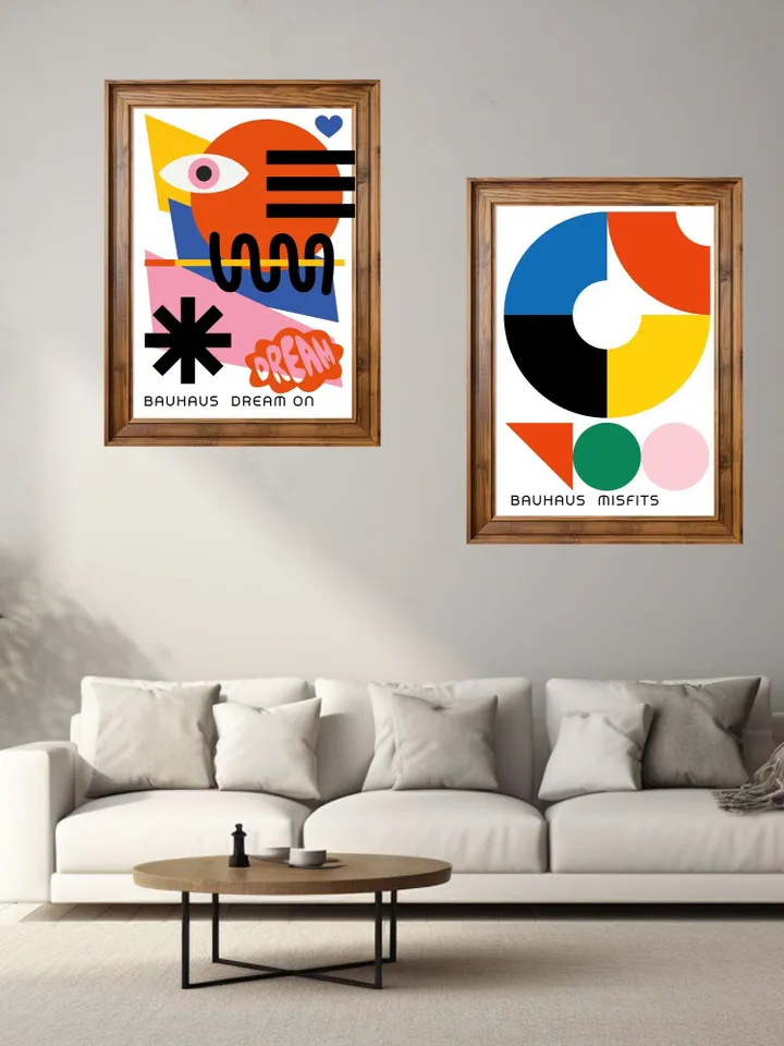 Bauhaus poster set of 15 premium printable wall art prints mid century modern minimalist abstract geometric bundle digital download poster