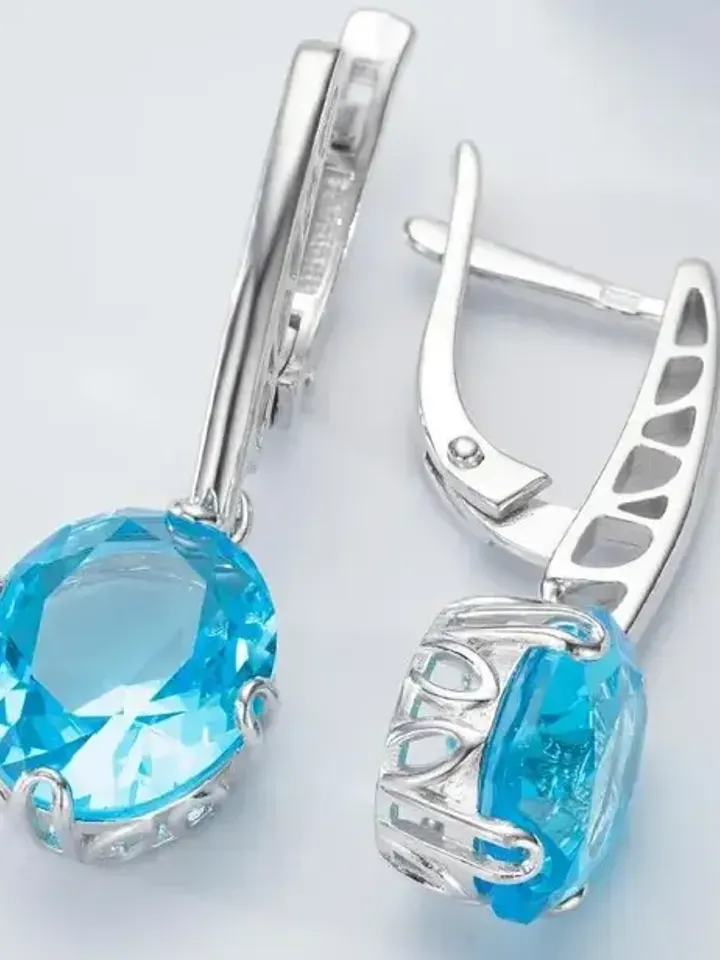 Earrings silver 925 with topaz