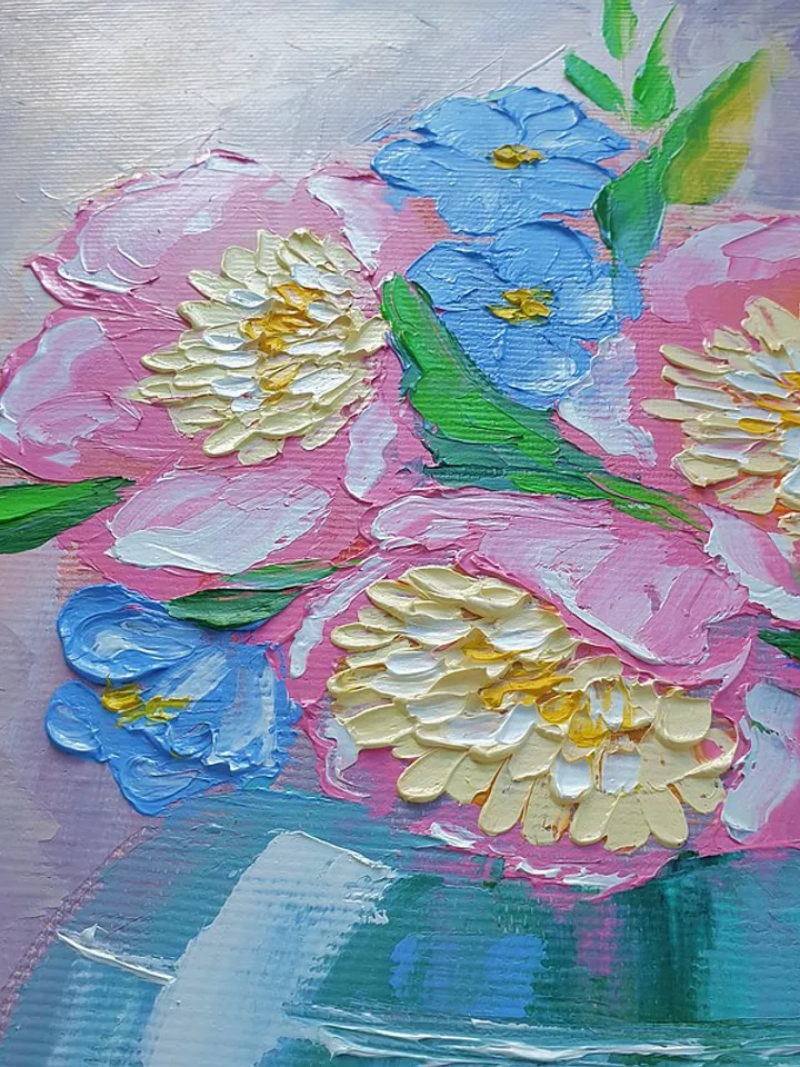 Peony Painting Bouquet Original Art Floral Wall Art Flower Artwork Oil Painting