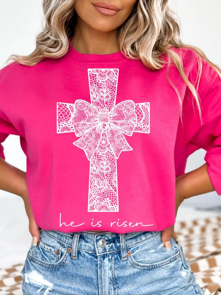 Christian Easter Coquette Png, Easter Lace Png, He is Risen Png, Jesus Easter Cross Png, Bible Verse Png, Happy Easter Png, White Lace Png