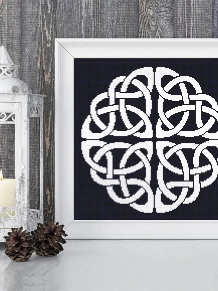 Celtic knot cross stitch pattern download PDF Monochrome cross stitch chart Celtic embroidery PDF Simple mandala digital DIY Home decor #M51