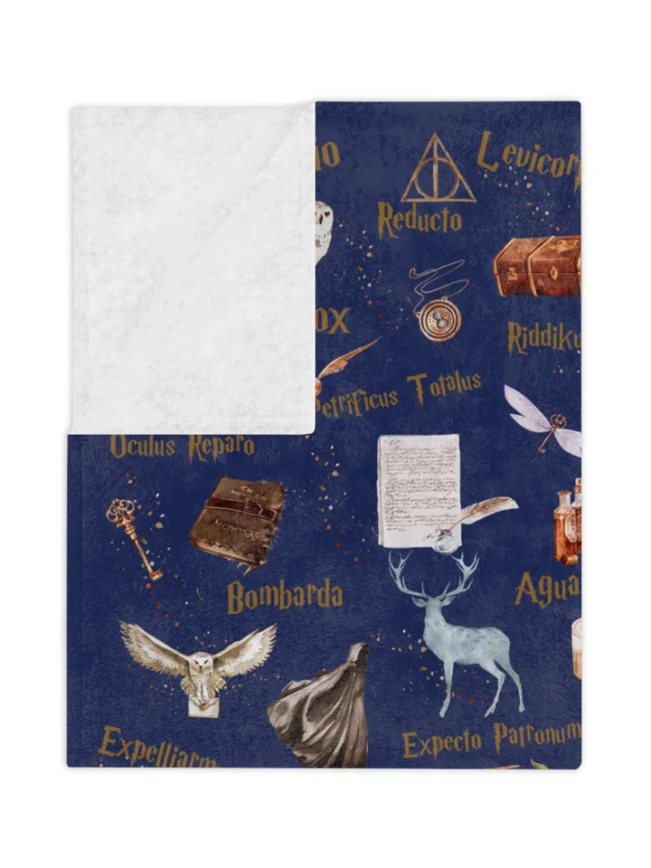 Wizarding World Baby Blanket; Magic School Baby Fleece Blanket Owl Key Magic World Custom Wizard Blanket Gift for Baby Minky Blanket WBB12