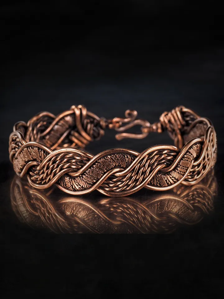 Woven copper wire bracelet Antique style handcrafted copper jewelry Unique gift