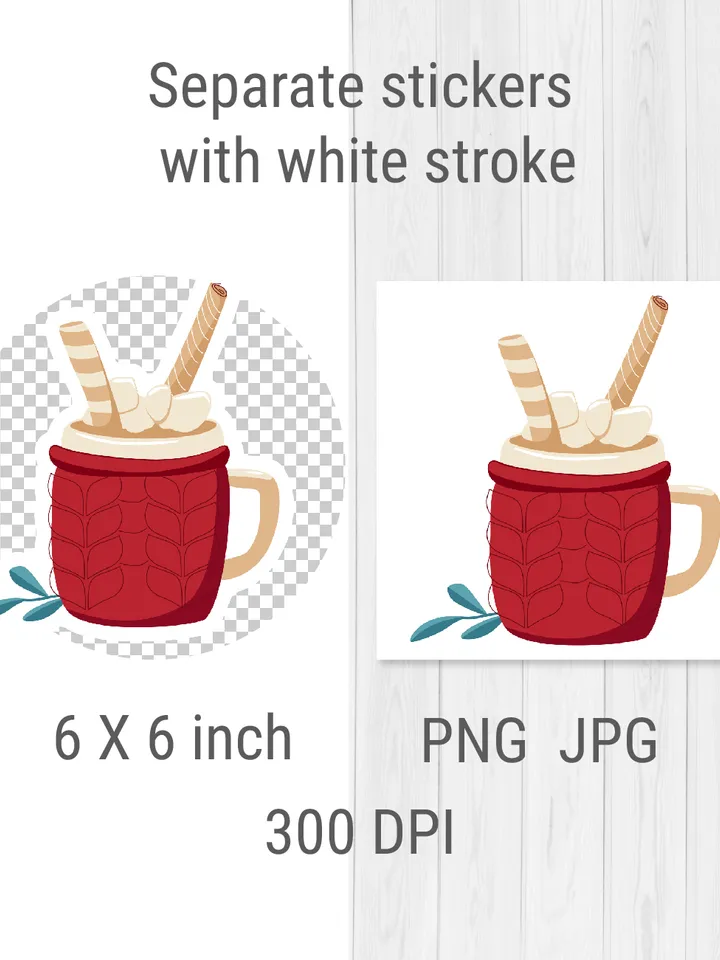 Delicious Christmas stickers pack. Print and cut