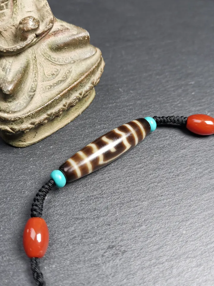 Gandhanra Tibetan Garuda Dzi Bead Necklace,Unique Buddha Amulet and Protection Jewelry