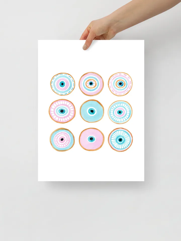 Evil Eye Print Evil Eye Art Evil Eye Wall Art Evil Eye Home Decor Turkish Wall Art Blue Pink Evil Eye Evil Eye Painting Bohemian Dorm Art