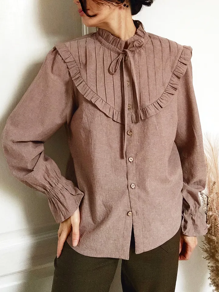 Victorian style cotton women's blouse/ Handmade womens shirt/ Any sizes XS-3XL