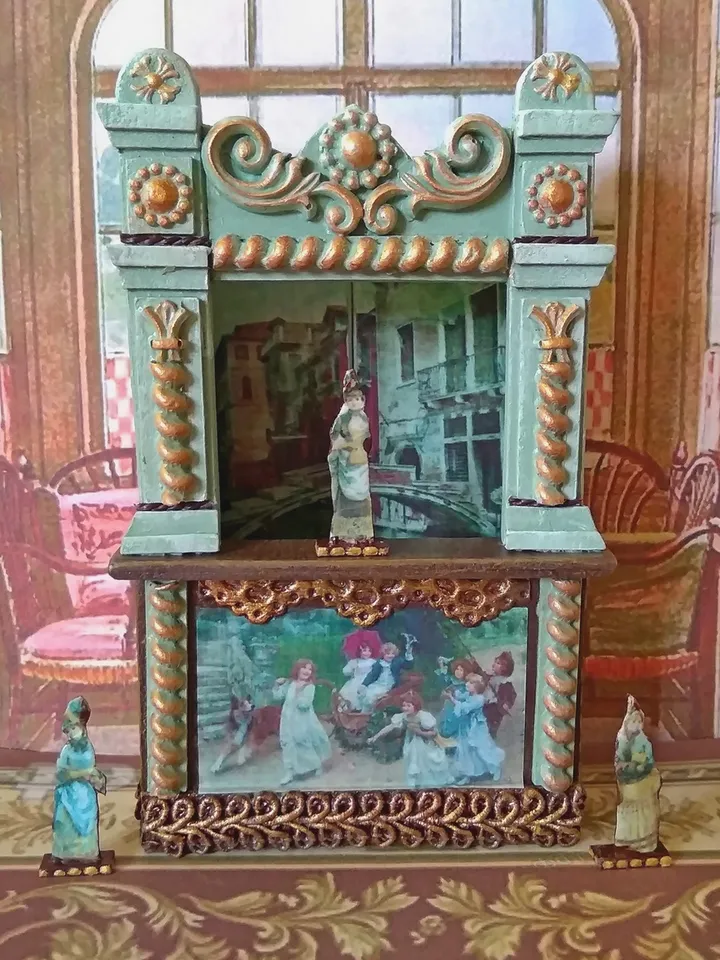 Miniature puppet theater for doll houses.1:12 scale.