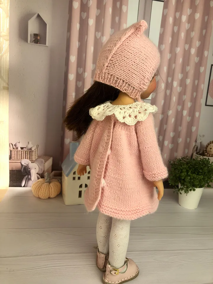 Paola Reina Doll 5 ITEMS Set: Exclusive Handmade Outfit - Kitty-hat, Dress, Collar, Tights, Shoes