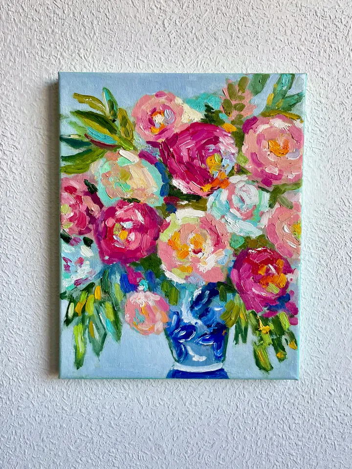 Peony painting Flowers Original oil painting on Canvas Floral boho fine art
