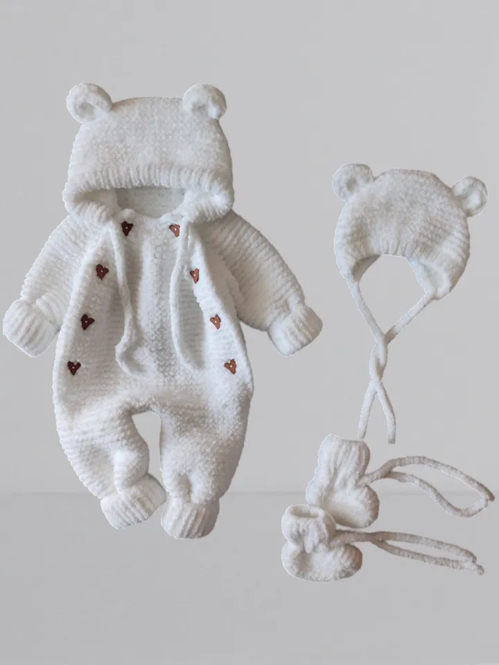 Newborn overall  with bear  ears.