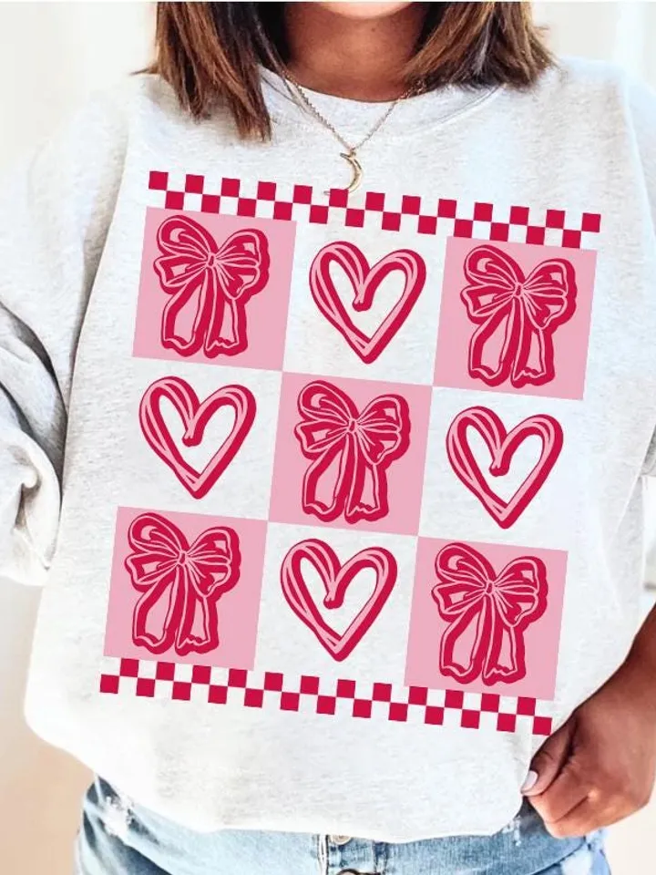 Valentine's day Heart Coquette bow PNG Retro Valentine Shirt Design Checker Valentine's Day Png Valentine Love Png Happy VDay Png ORIGINAL