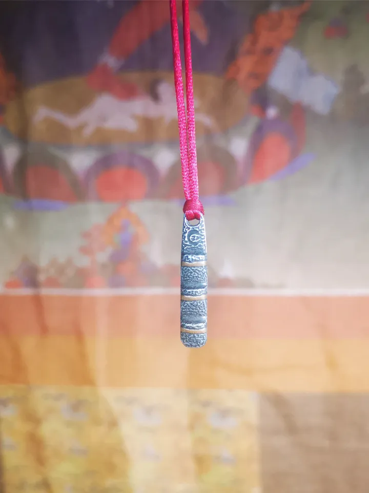 Gandhanra Handmade Tibetan Amulet Pendant,Tibetan Ladder of Heaven, Made of Cold Iron,1.26"